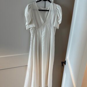 Zara Cream V-Neck Midi Dress